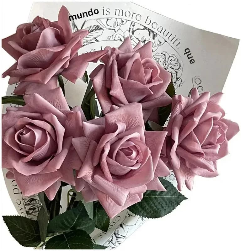 6Pcs/lot Moisturizing Rose Flowers High-end Autumn Artificial Rose Real Touch Flowers Wedding Decor Bridal Bouquet Party Floral