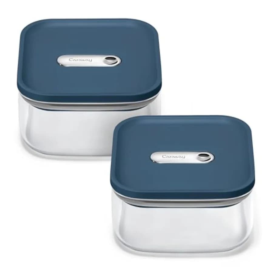 Contenitori in Vetro Ermetici per Alimenti da 1qt con Coperchi - Contenitori da Cucina Non Tossici, Senza BPA - Impilabili, Salvaspazio