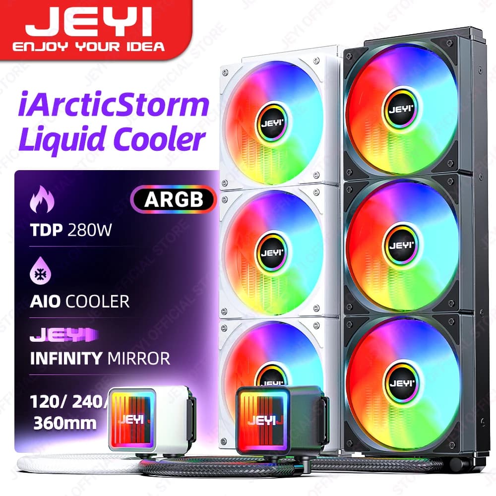 JEYI Liquid Cooler 120/240/360, ARGB CPU AIO Water Cooler, PC di raffreddamento ad acqua, supporto Intel & AMD, pompa efficiente con controllo PWM