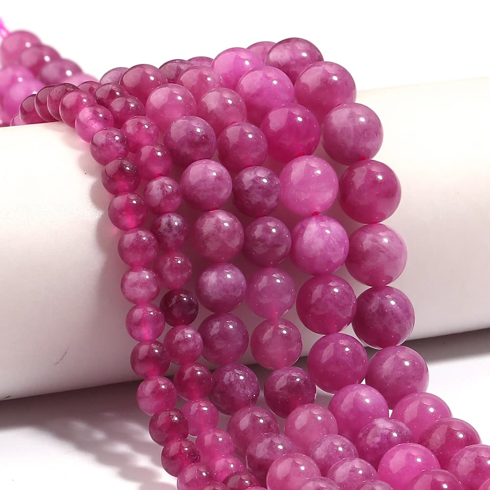 Perline di pietra naturale Perline distanziatrici allentate rotonde rosa rossa per la creazione di gioielli Braccialetti fai da te Collane fatte a mano Accessori 6/8 / 10mm