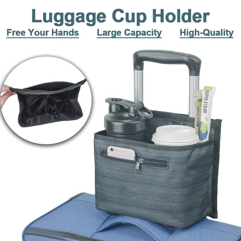 Portabicchieri da viaggio per bagagli Borsa portaoggetti per valigia a mano libera Borsa da viaggio durevole per bevande Borsa trolley adatta a tutte le maniglie delle valigie