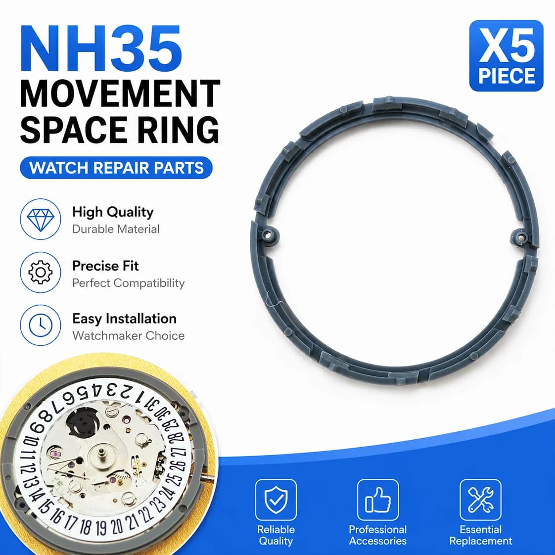 Anello Distanziatore NH35, Compatibile con NH38, NH39, NH35, NH36, NH70, NH71, NH72, Parti di Ricambio per Riparazione Movimenti di Orologi