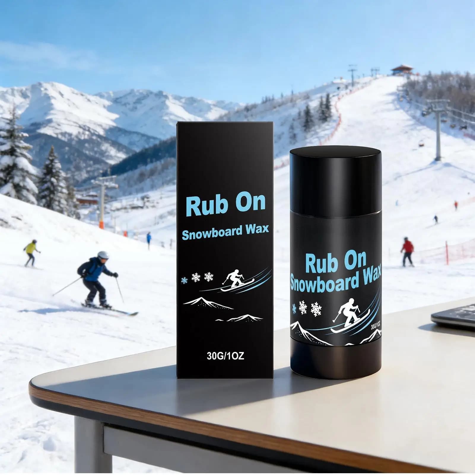 30g Portable Snowboard Cera with Sughero Applicator, Cera Solida per Manutenzione Sci per Esterni, Interni, Casa e Parco