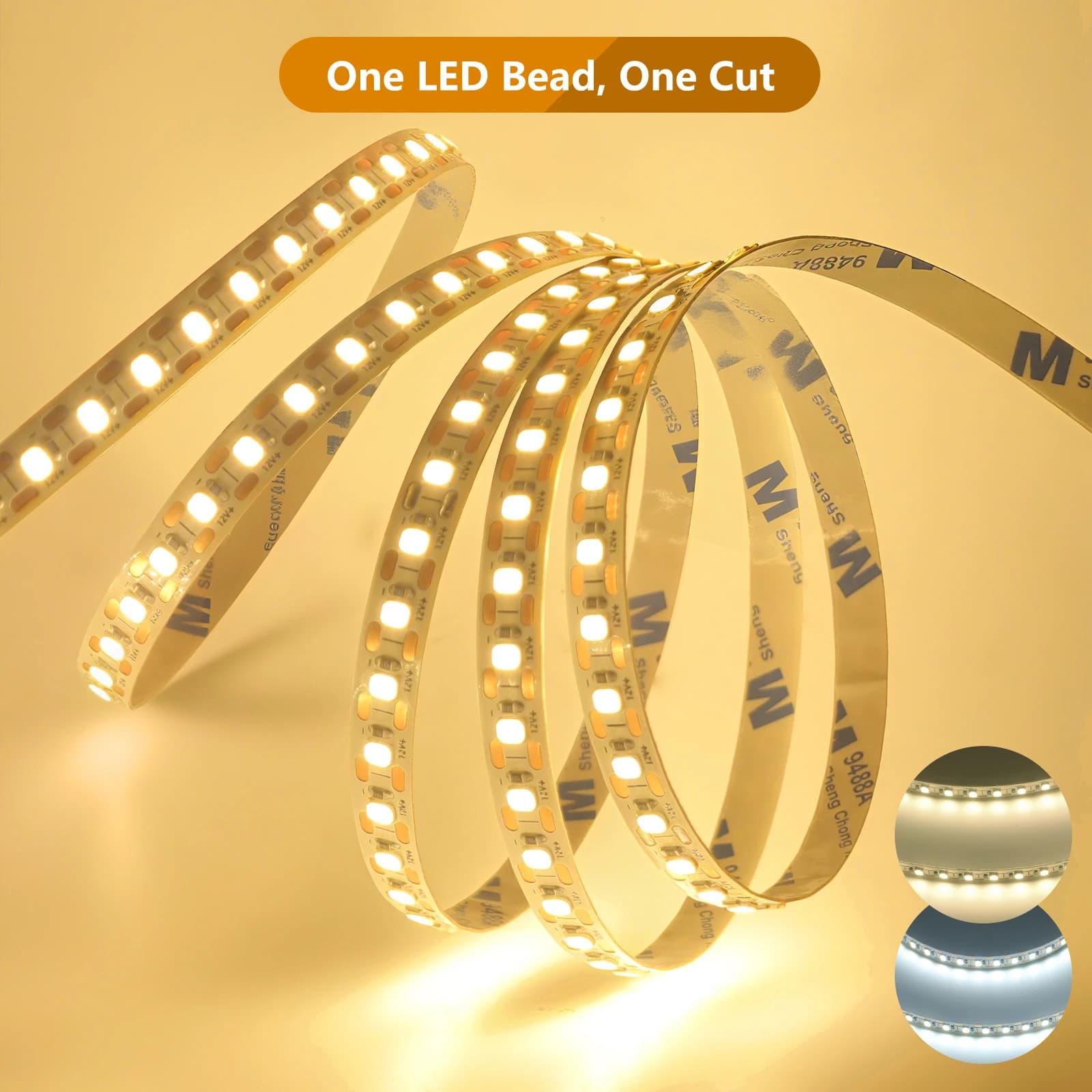 Striscia LED PCB 5mm 8mm 12V 24V 2835 120LED/m 180LED/m Nastro flessibile 1 LED Taglio RA90 Strisce LED bianche naturali calde 5m 10m