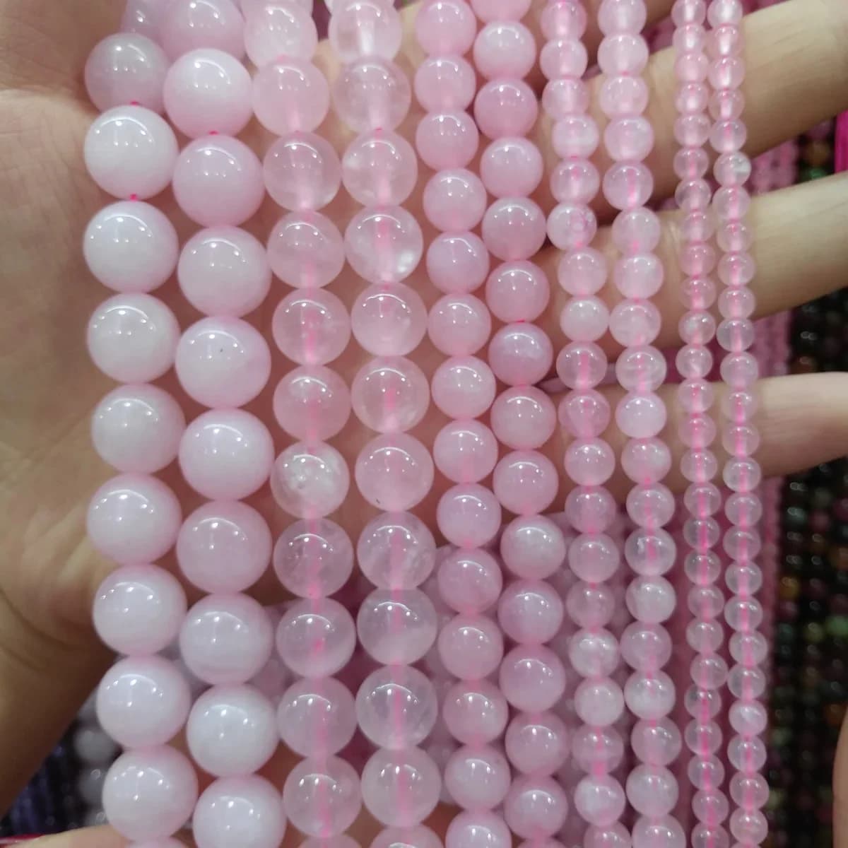 Perline di pietra naturale cristallo rosa 4/6/8/10/12mm sfera rotonda perline allentate per gioielli che fanno collana bracciali fai da te accessori