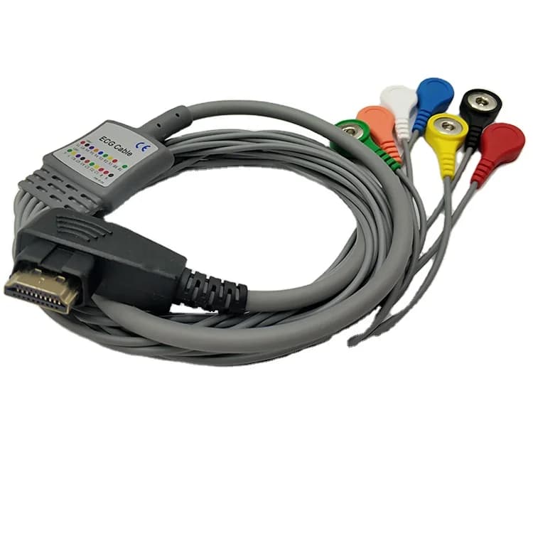 HDMI DMS 300-3A 7 Leadwires Holter ECG Cable 19 Pin With Snap Type IEC