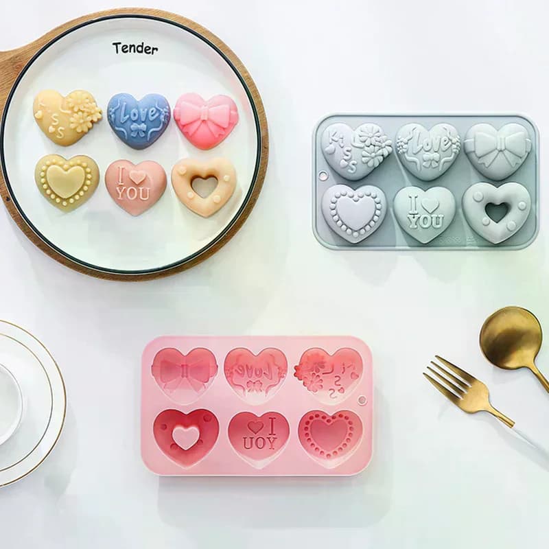 Stampo in silicone a forma di cuore, stampo da forno in silicone 3D per fondente, sapone e gelato, stampo per caramelle al cioccolato in silicone a rilascio facile