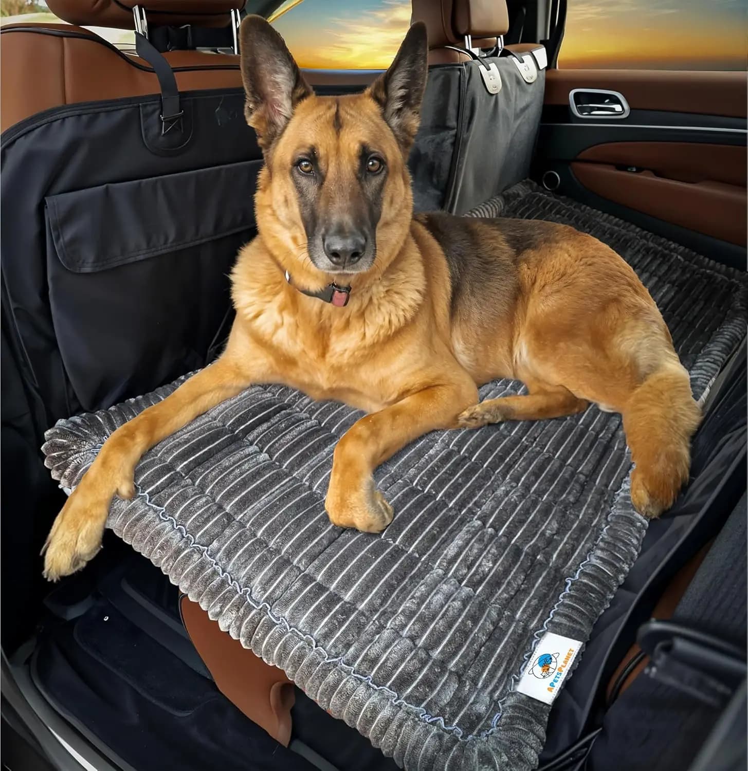 Cuccia per cani antiscivolo per sedile posteriore - Tappetino da viaggio in peluche, lavabile in lavatrice, nero, 137 cm x 63 cm