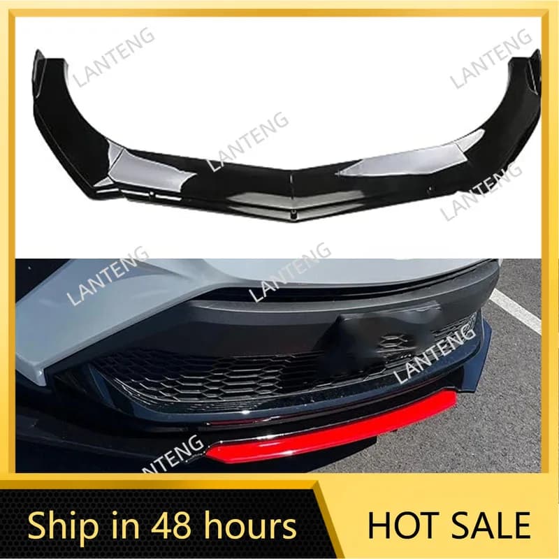 Front Bumper Splitter Lip For T0YOTA C-HR 2018-2022 Car Spoiler Diffuser Deflector Bumper Cover Body Kit Trims Protector Black