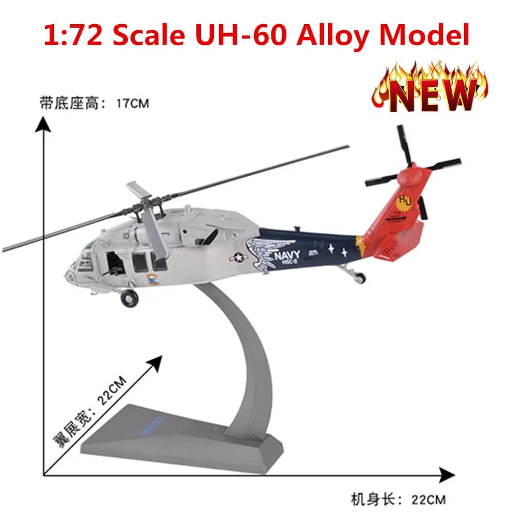 Simulazione elicottero Black Hawk lega modello 1:72UH-60 modello di pendolo statico Interior Decorat modello di aeromobile in lega
