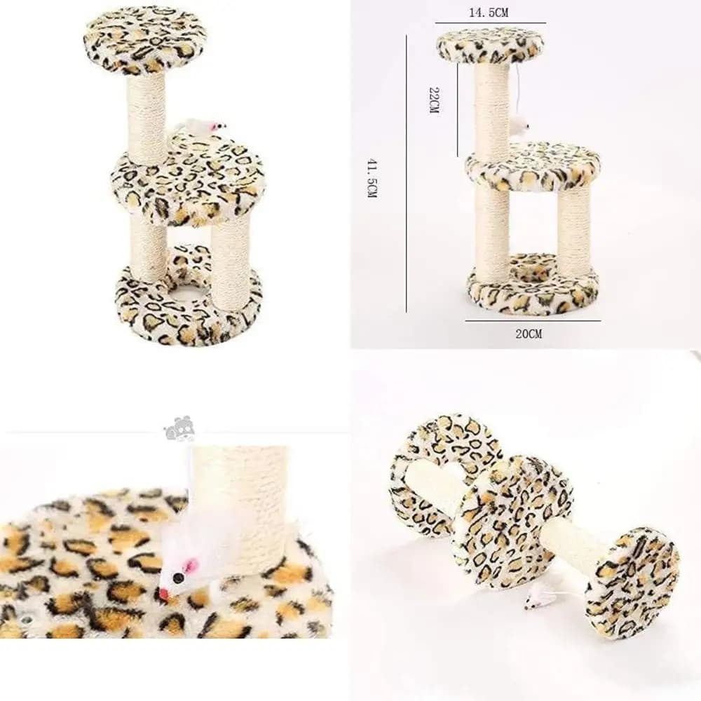 Sisal String Cat Tree Tower with Climbing Structure, Jumping Platform and Padded Bed