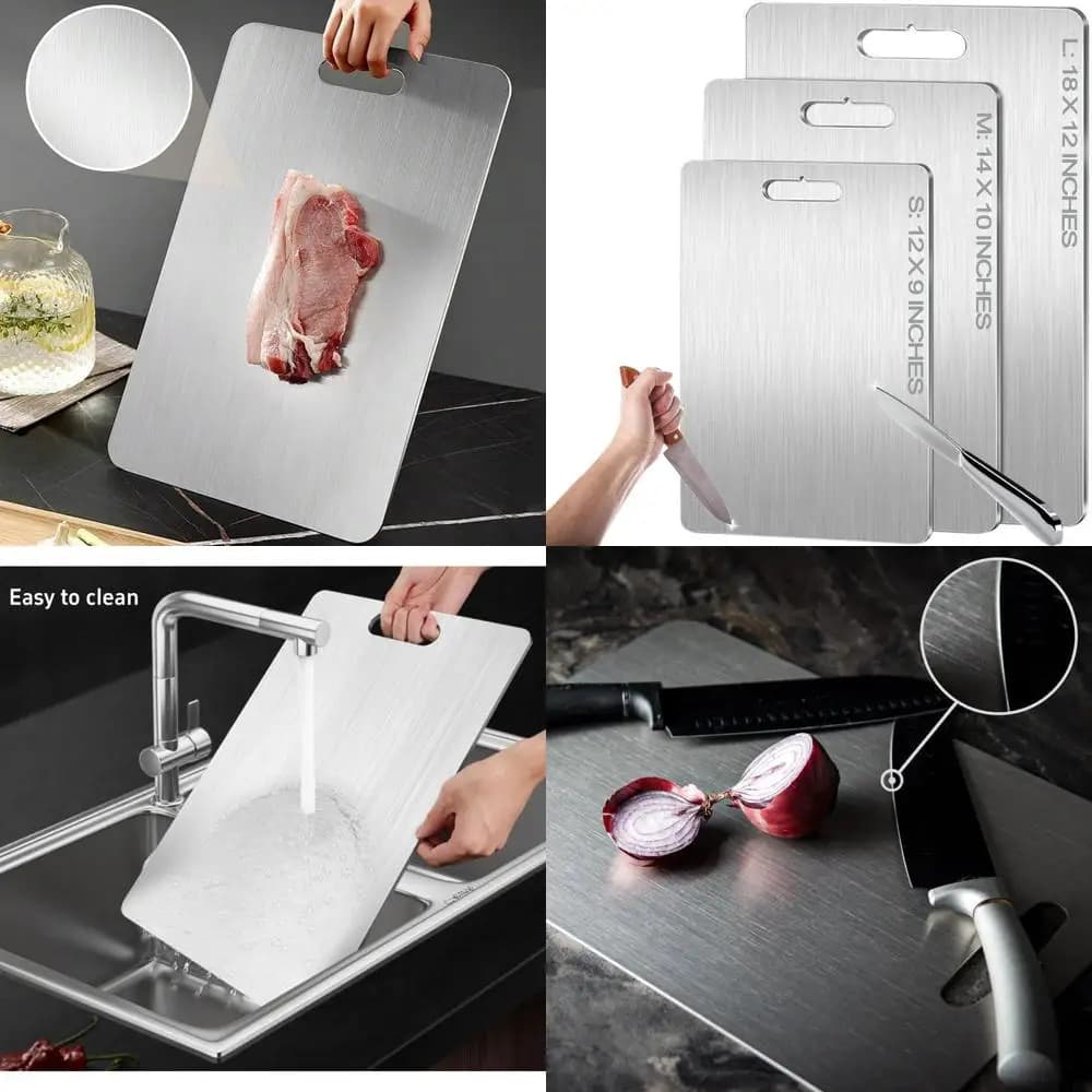 Pure titanium two-sided cutter: medical grade kitchen tool, hygienic and durable, easy to clean, 18x12 inch