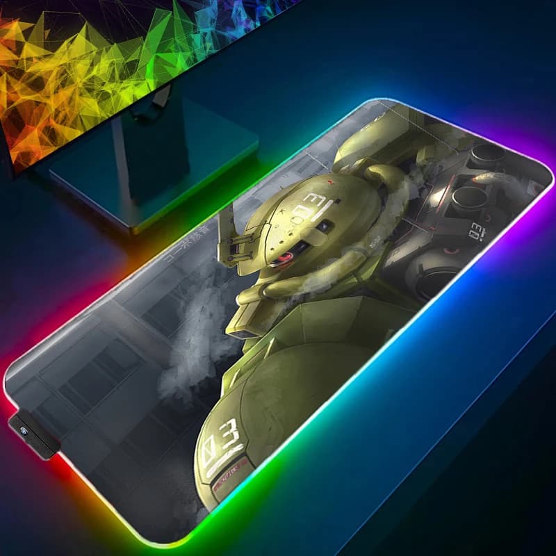 Tappetino per mouse RGB per giocatori Decorazione Mobile Suit Gundam Nuovo tappetino da scrivania per giocatori Tappetino per mouse XXL Accessori da gioco Tappetino per tastiera Varmilo