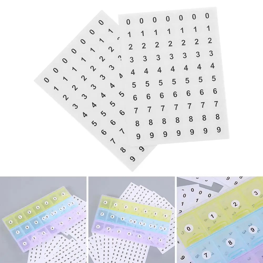 12 Sheets Numbers 0-9 Self Adhesive Scrapbooking Diamond Classification Storage Distinguish Sticker Round Circle Labels