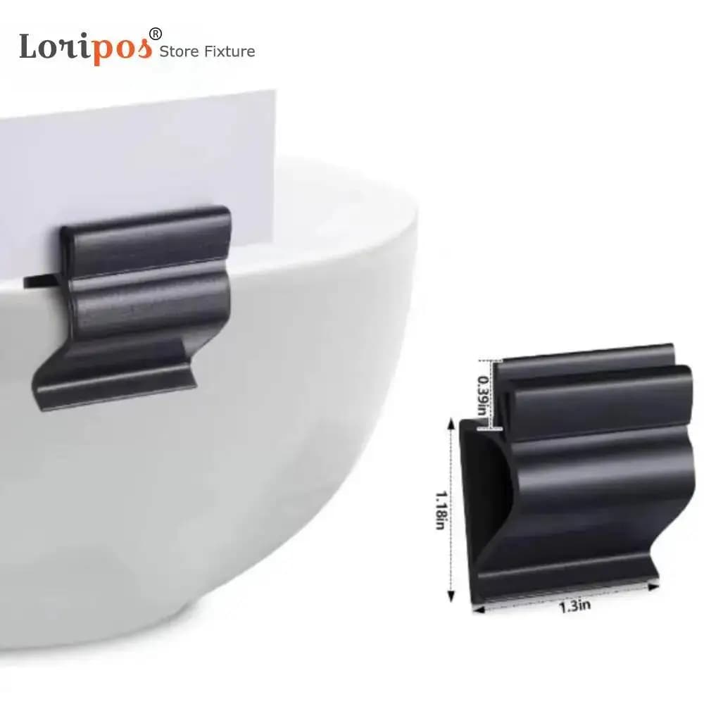 Porta etichette per scaffale in filo di plastica riutilizzabile nero da 10 pezzi, display per cartellino prezzo UPC per supermercato al dettaglio, clip resistente e facile