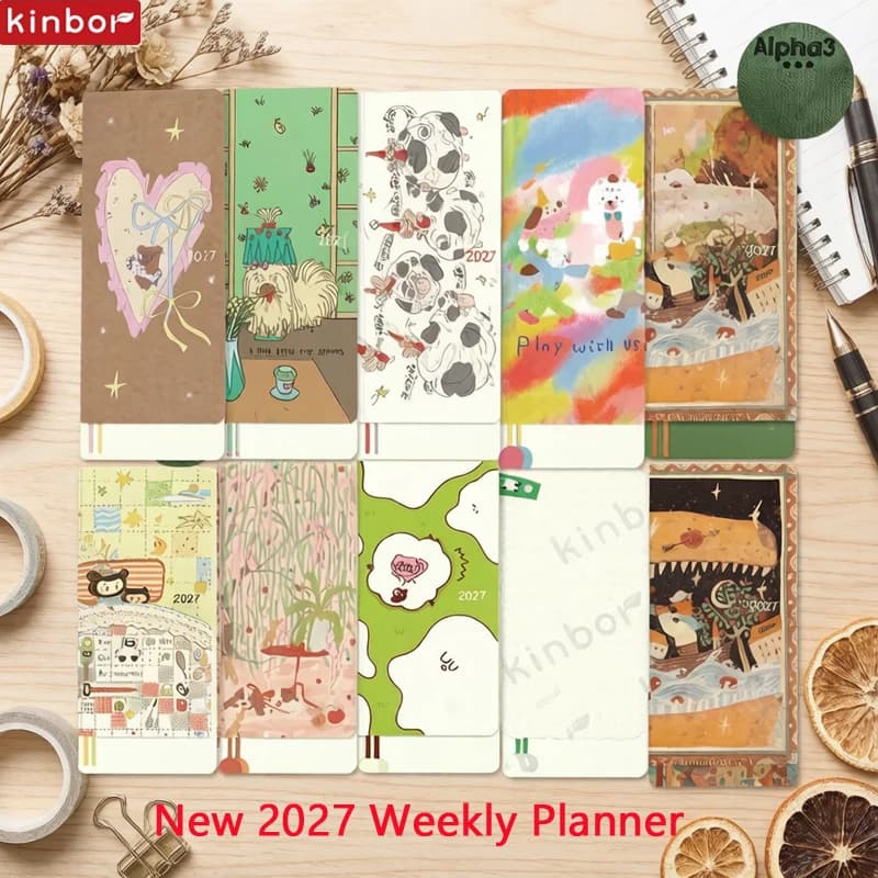 Kinbor 2027 Weeks Planner Notepad,Assorted Covers Slim Agenda 52g Bachuan Paper Portable Todo List Notebook For Time Management