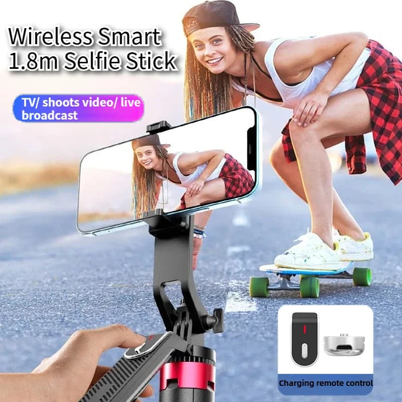 Stabilizzatore wireless da 1,8 m a quattro piedi, telescopico, 360 ° rotazione, utilizzata per scattare foto, streaming live, riprese video all'aperto