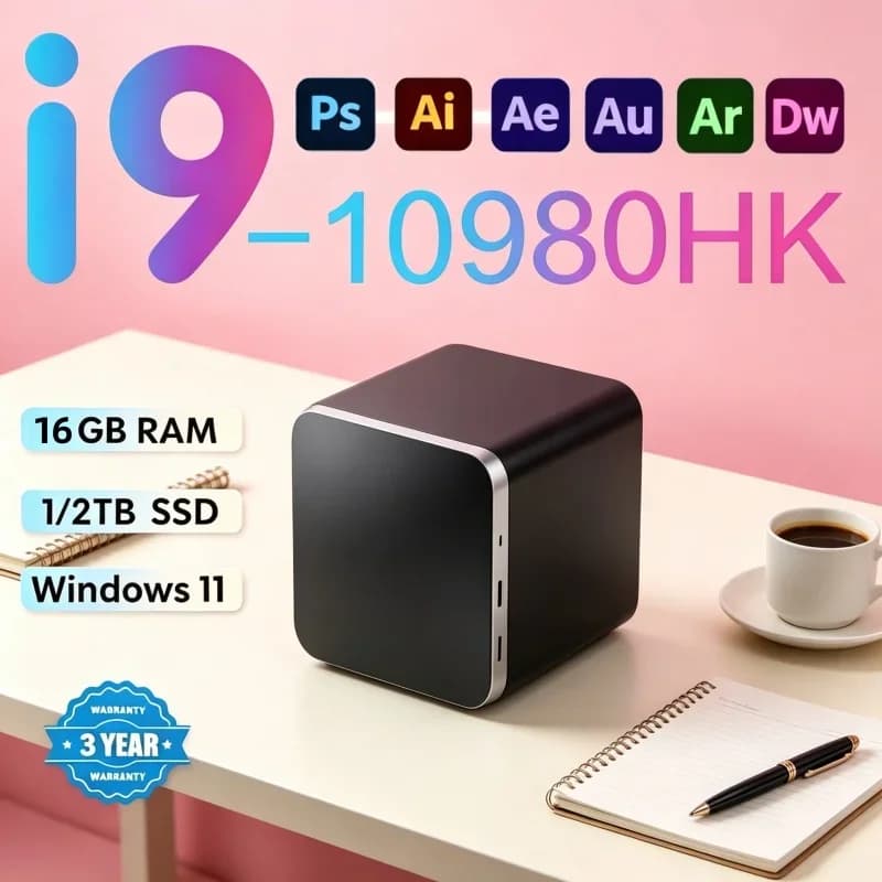 2026 New i9-10980HK Mini Gaming Laptop Win11 Pro 16GB RAM SSD 4K Display WiFi6 BT5.2 Home Office