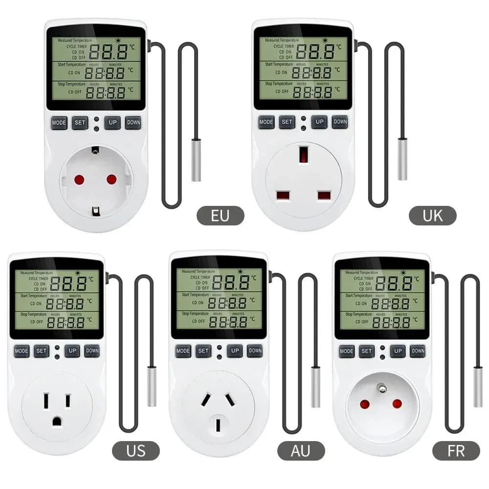 Prese timer Thermostat Digital temperature regulator EU/AU/US/FR/UK socket with timer switch Heating Cooling AC 110 V ~ 230 V
