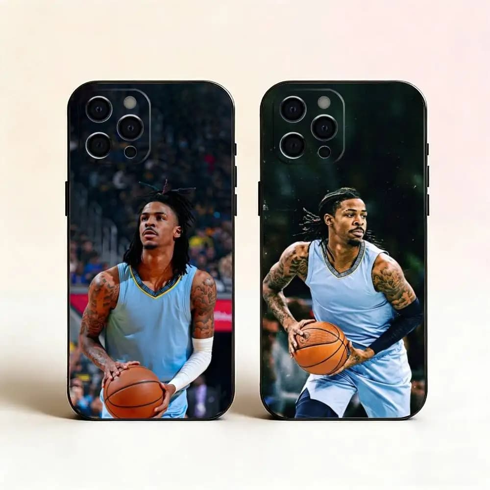 Cover per iPhone Ja Morant 12 in silicone morbido nero per iPhone 17, 16, 15, 14, 13, 12, 11 Plus, Pro Max, XS