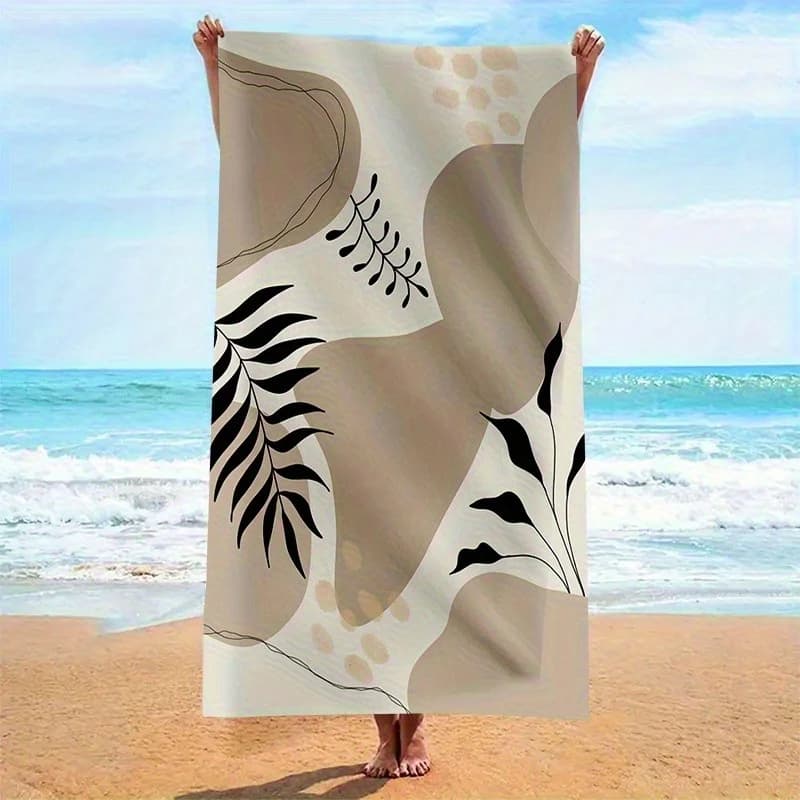 Asciugamano da spiaggia astratto botanico semplice ed elegante, morbido e ad asciugatura rapida per viaggi estivi in spiaggia e in piscina