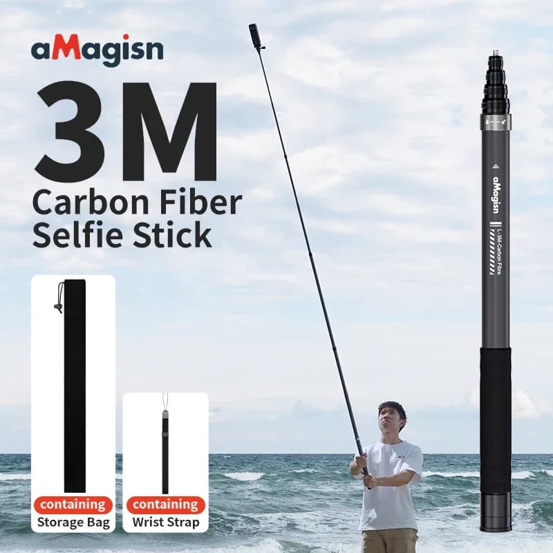 3M Carbon Fiber Selfie Stick for Insta360 X3 / ONE X2 / RS Aluminum Alloy Selfie Stick for GoPro Hero 11 10 9 8 DJI OSMO Action