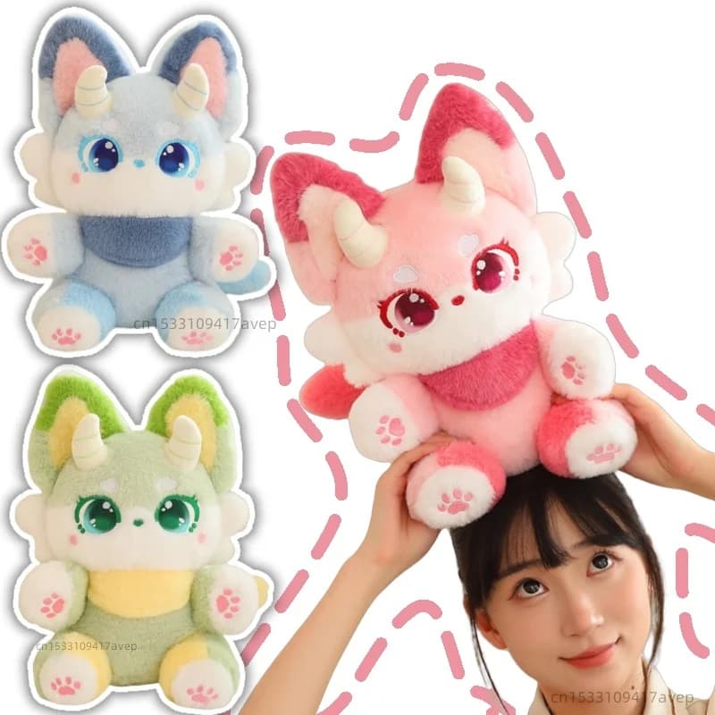 Mito Fata Volpe Peluche Farcito Corno di Drago Volpe Rosa Peluche per Bambini Regalo di Compleanno per Ragazza Abbraccio Cuscino di Tiro