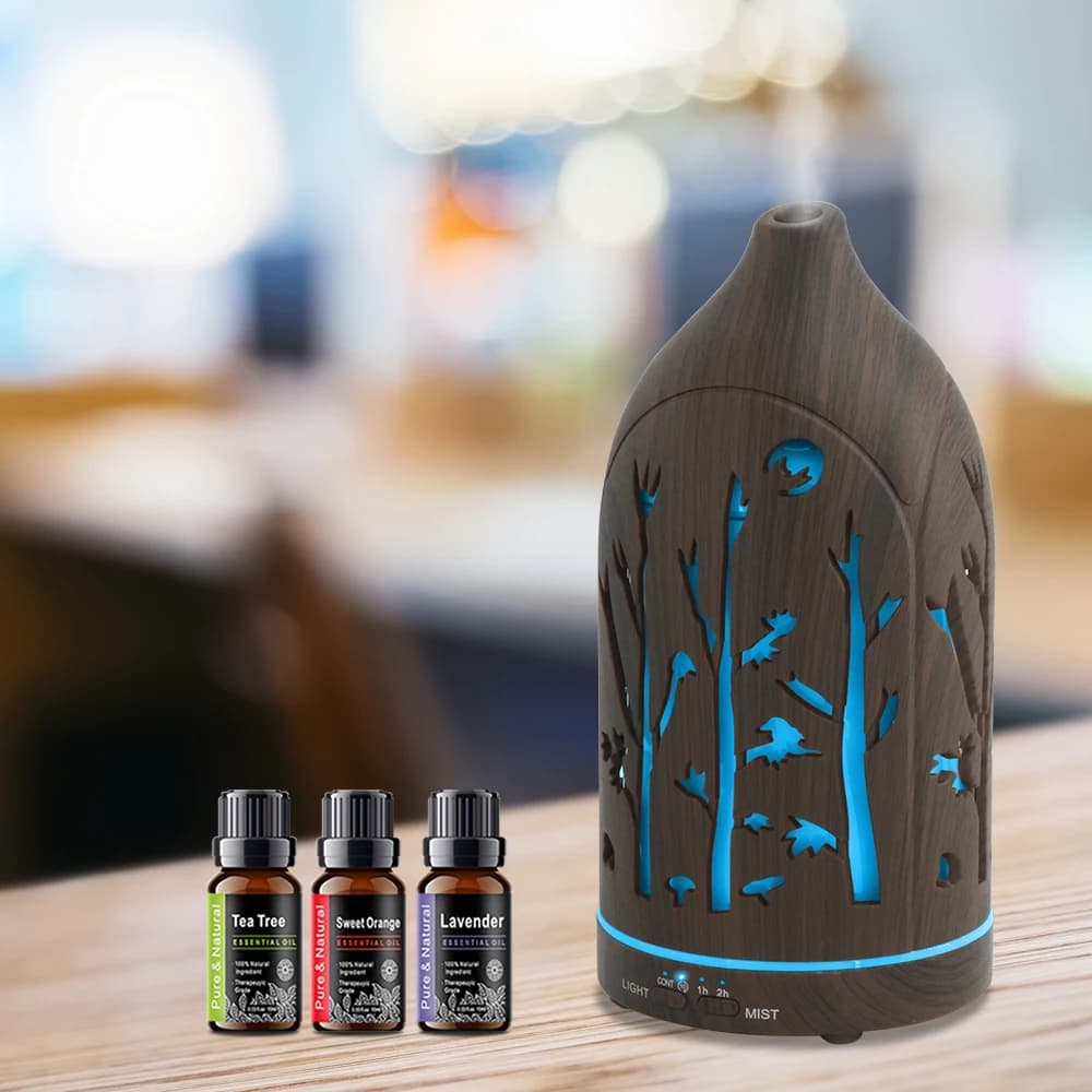 Diffusore ad ultrasuoni facile da usare con 7 luci colorate, spegnimento automatico, include 3 oli essenziali