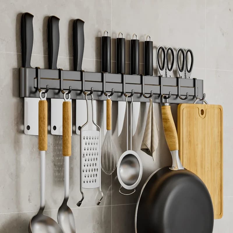 Portacoltelli portaoggetti da cucina, porta spatola da taglio a parete, senza foro per punzonatura, portacoltelli per inserti