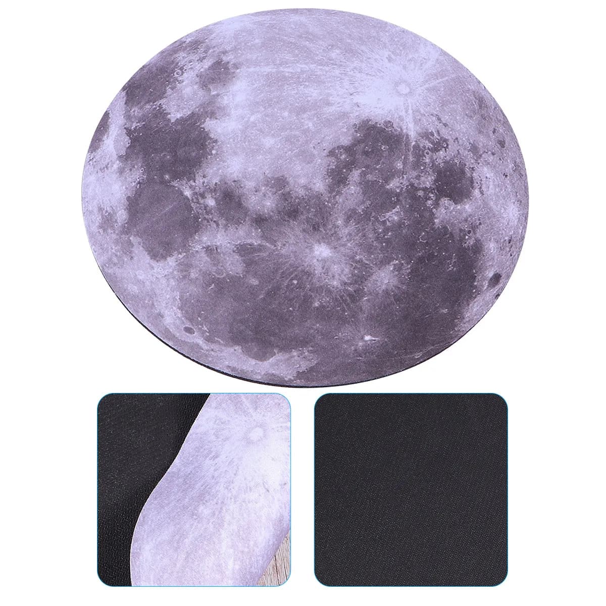 Tappetino per mouse rotondo Rainbow Moon, tappetino per mouse da gioco in gomma antiscivolo, superficie liscia, supporto per il polso, accessorio per computer