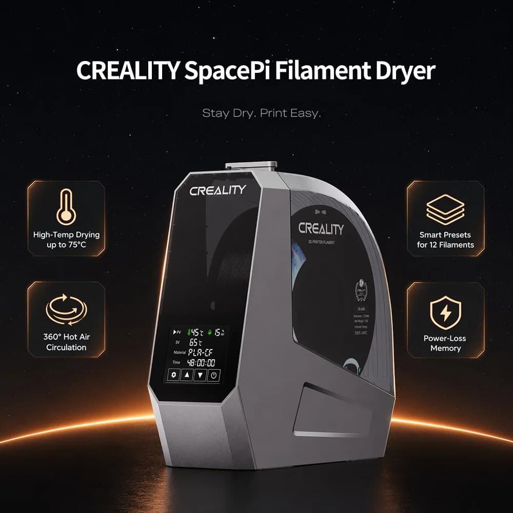 CREALITY Space Pi 3D Printer Filament Dryer Storage Box 360° Heating with Fan&Touch Screen 1.75/2.85/3mm PLA PETG ABS TPU Nylon