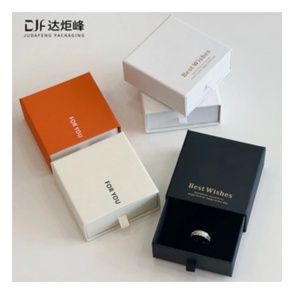 100-Pack Bulk White Cardboard Drawer Box Custom Logo 10x10x2.5cm Earrings Rings Necklace Bracelet Organizer Storage Case Box
