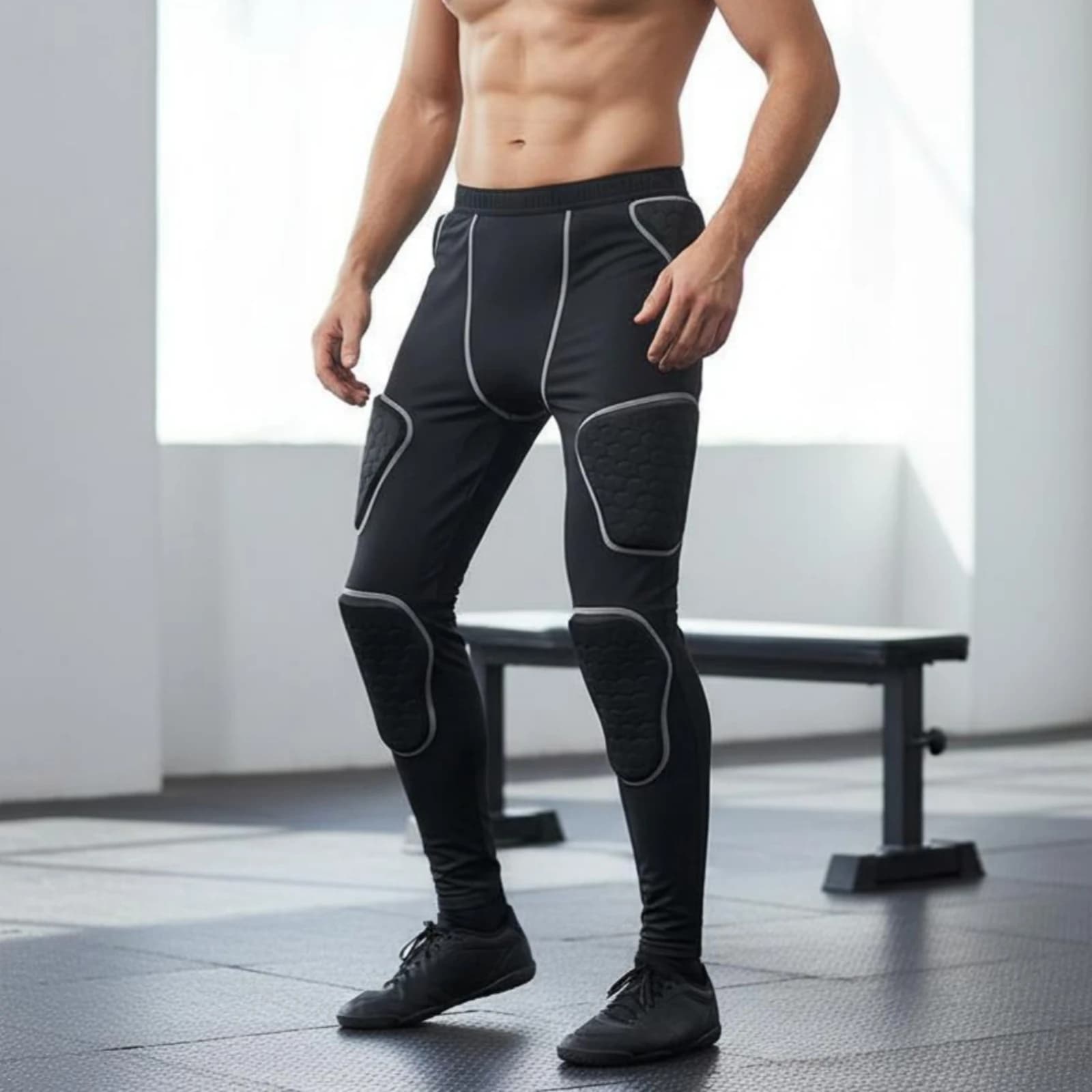 Padded Compression Pants Full Leg Protection Goalkeeper Training Pants Football Protective Leggings Lightweight Sports Gear