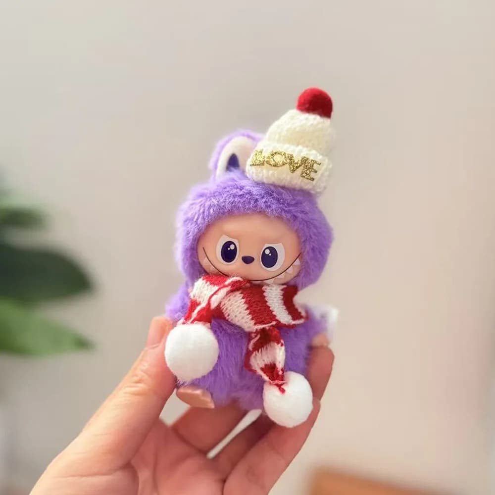 [No Doll] Christmas Clothes For 10cm Mini Labubu 4.0 Dolls Mini Cute Christmas Scarf Hat Set Clothes Dolls Accessories
