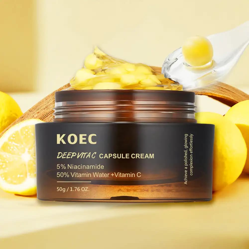 50g KOEC Deep VC Gel Trasparente Capsule Crema Anti-Rughe Idratante Rivitalizzante Schiarente Niacinamide Arbutina Acido Ferulico