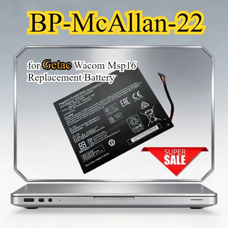 Nuova Batteria per Laptop BP-McAllan-22/4630SP 0B23-011N0RV per Getac Wacom Msp16, Batteria Sostitutiva 7.6V 70Wh 9260mAh