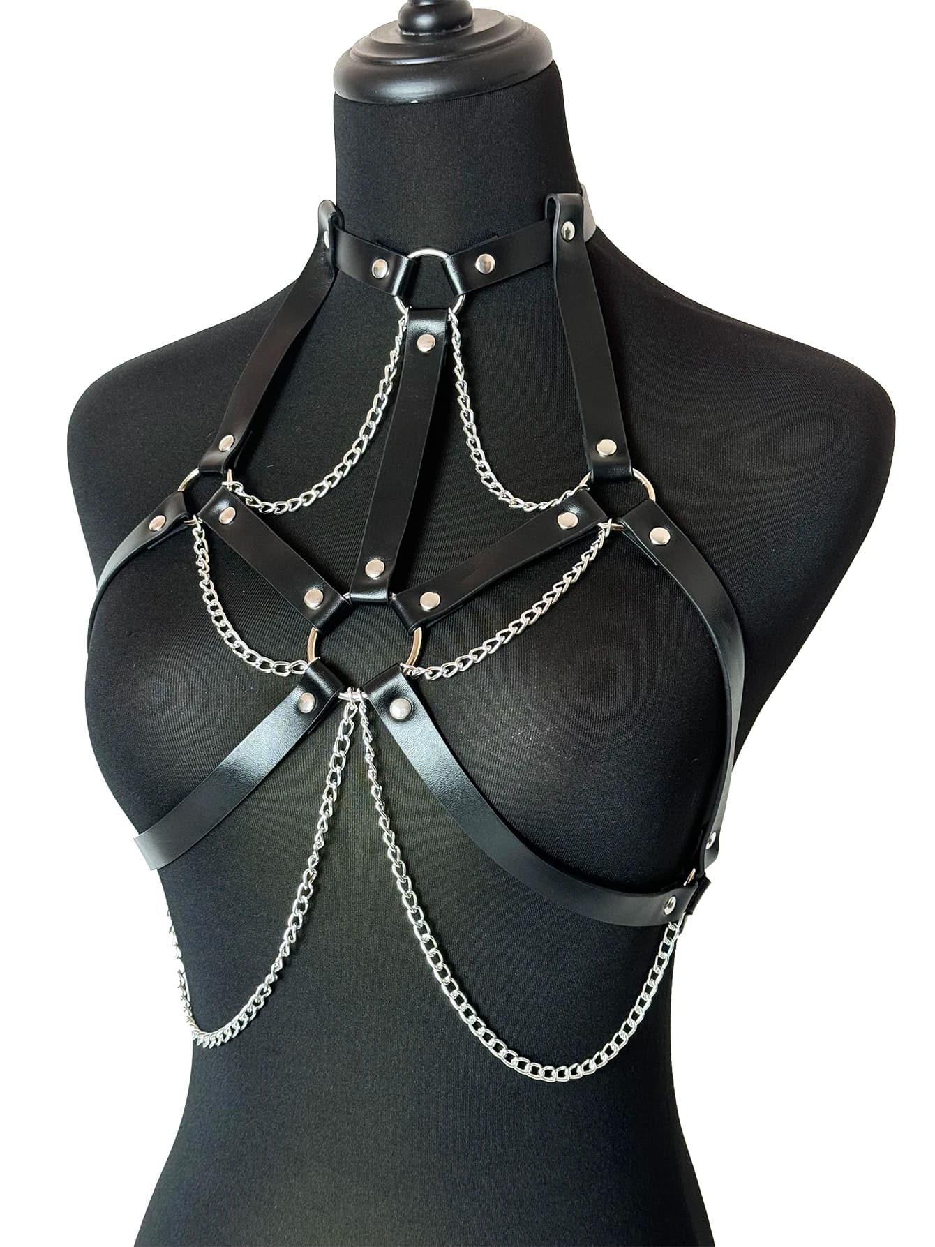 Cintura Moda Donna Stile Streetwear Regolabile con Catena in Pelle Accessori Abbigliamento Gotico