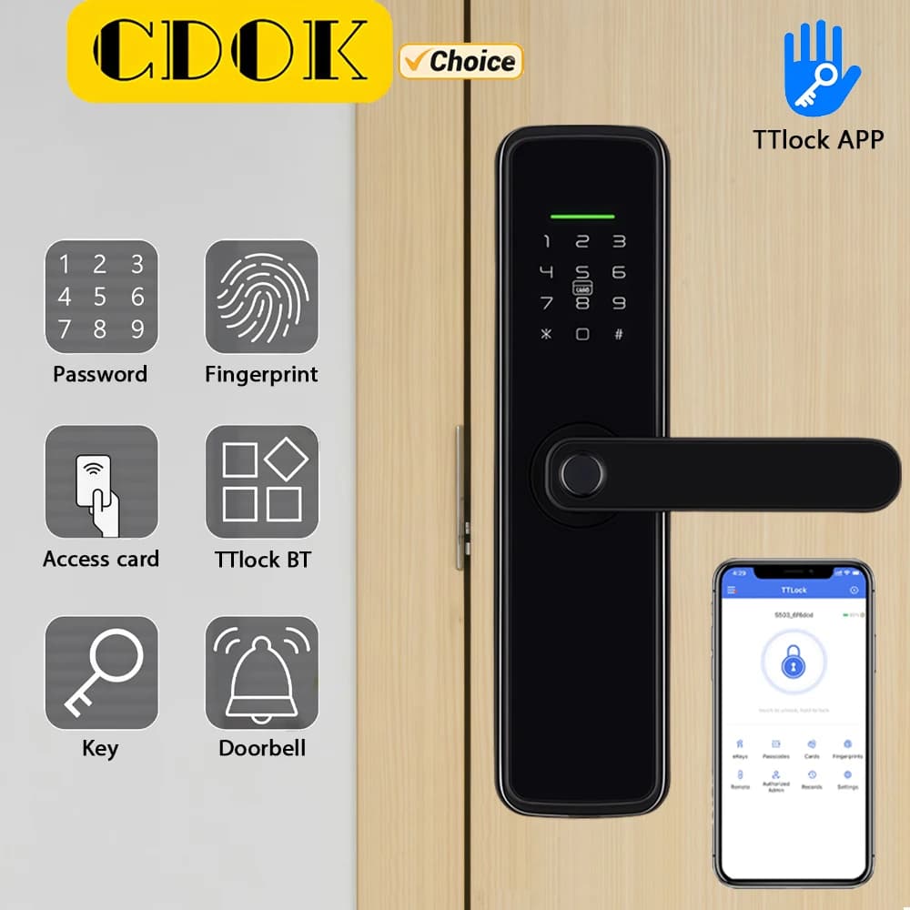 Smart lock CDOK TTlock BT, sblocco multifunzione, supporto password dinamica remota, password a tempo limitato