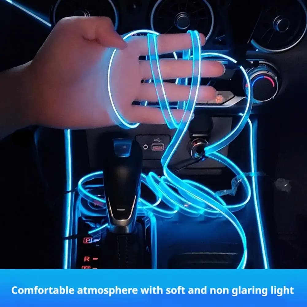 Striscia LED per Interni Auto 1/2/3M, Luce Fredda per Illuminazione Atmosferica, Decorazione LED Fai-da-Te per Interni Auto, Striscia Luminosa al Neon