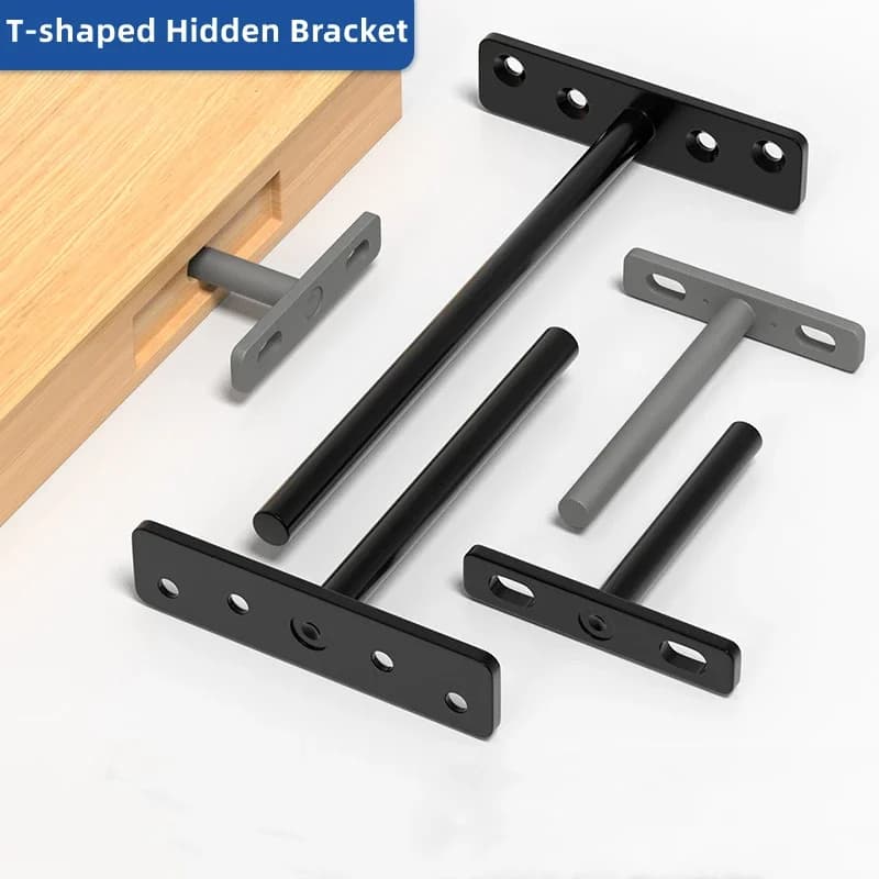 1 Pezzo Staffa a T Invisibile per Montaggio a Parete, Mensola di Supporto, Staffe Metalliche Resistenti, Hardware Nascosto per Mobili