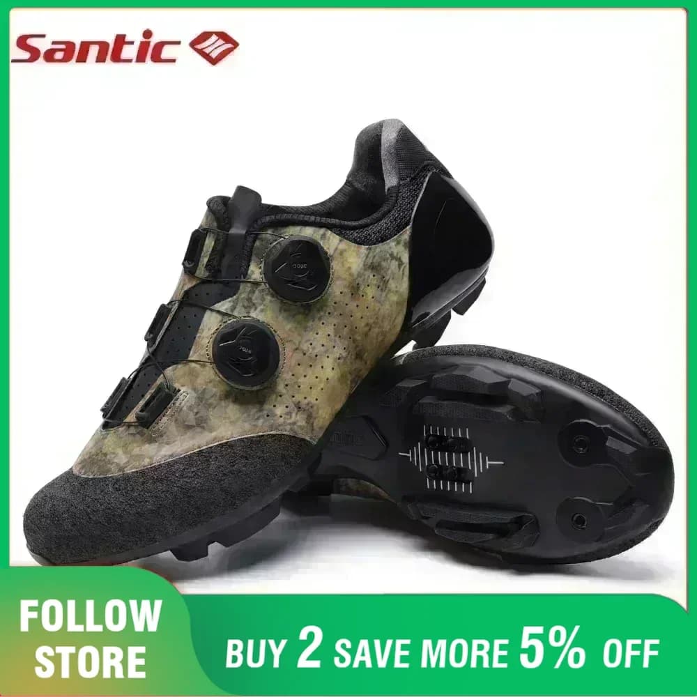 Santic MTB scarpe da ciclismo uomo suola in fibra di carbonio resistente all'usura scarpe da ginnastica da corsa professionali con fibbia autobloccante scarpe da bicicletta