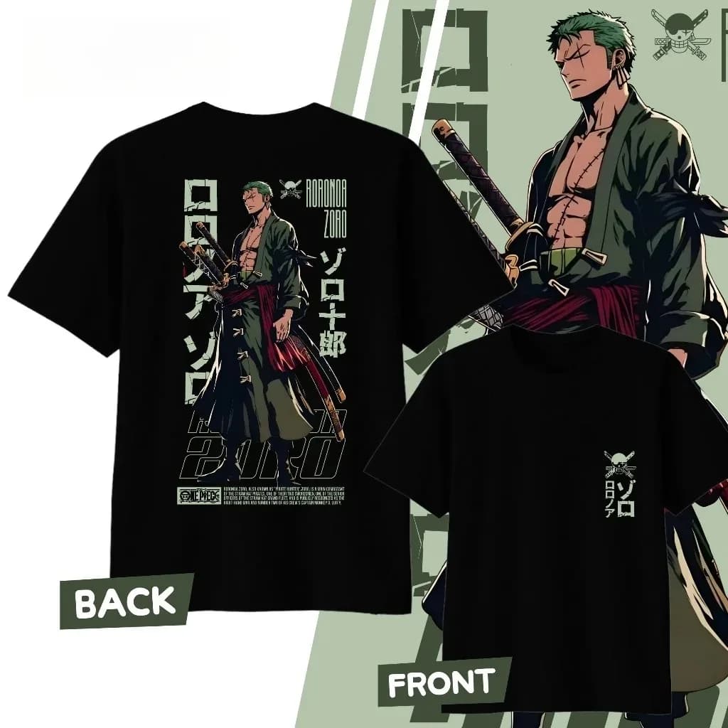 T-shirt da uomo stampata con anime giapponese One Piece, maglietta a maniche corte Harajuku per bambini con Roronoa Zoro e Luffy