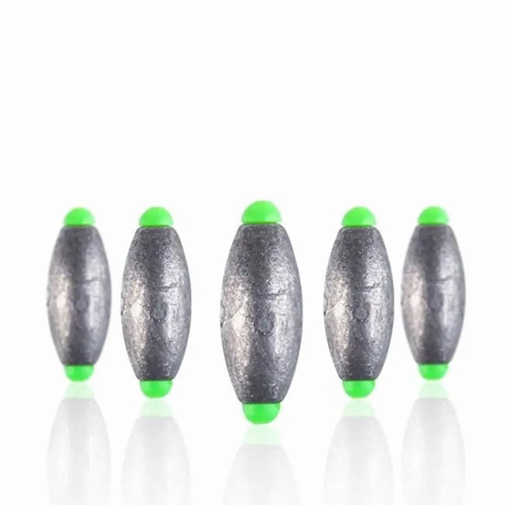 10Pcs Lead Weight Fishing Lead Sinker Mould Olive Shaped Middle Pass Removable Split Lead Shot Sinkers Hook Connector