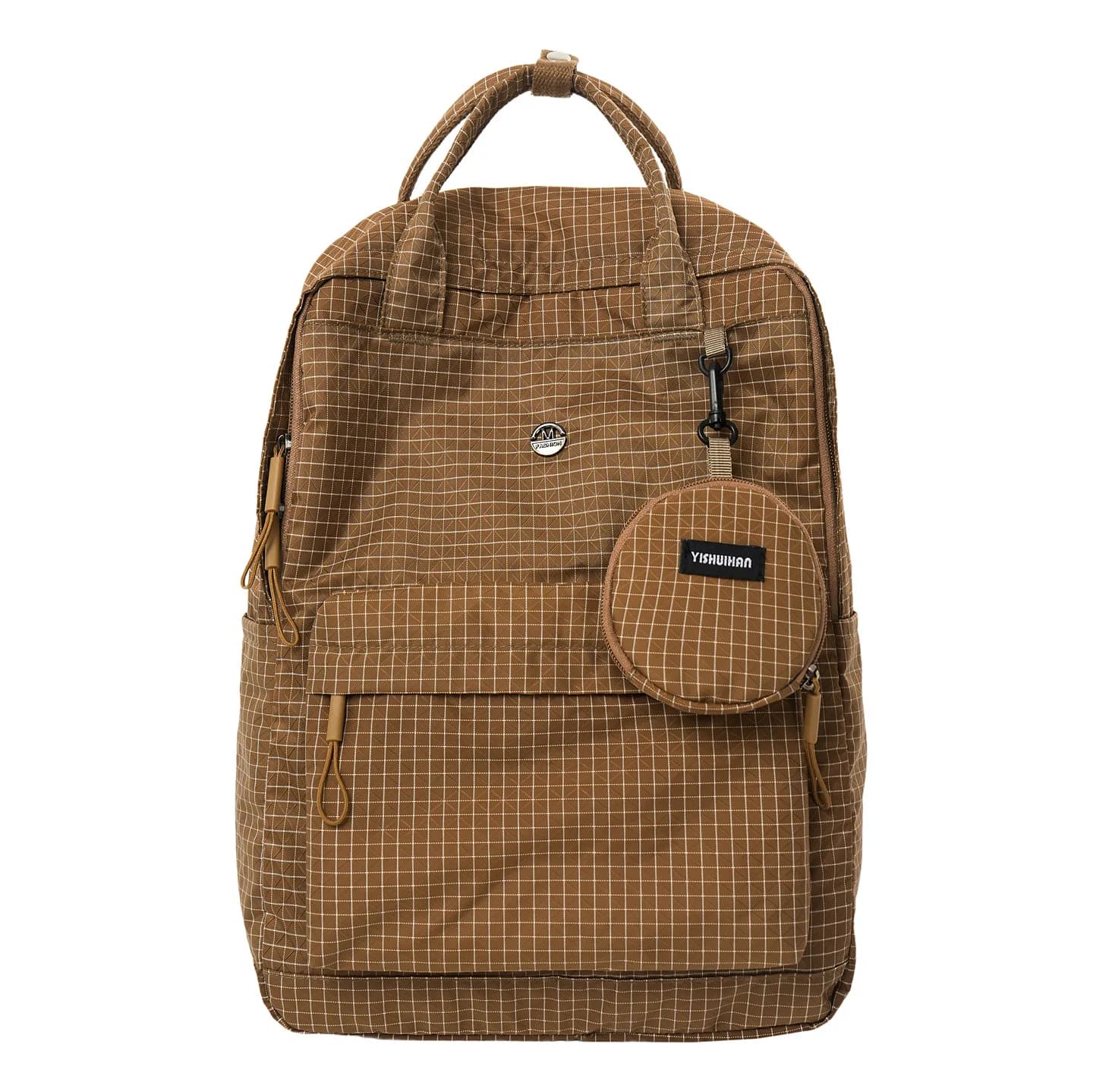 Casual Plaid Backpack High School Student Bookbag Women's High Aesthetic Dual-shoulder Bag Urban Minimalist Nylon Bag