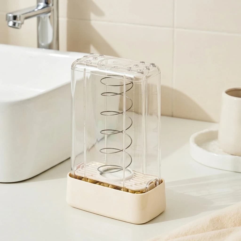 Soap Dispenser Foaming Soap Box for Bathroom Kitchen Sink Press Type No Hand Rubbing Case Drainage Base Durable Holder