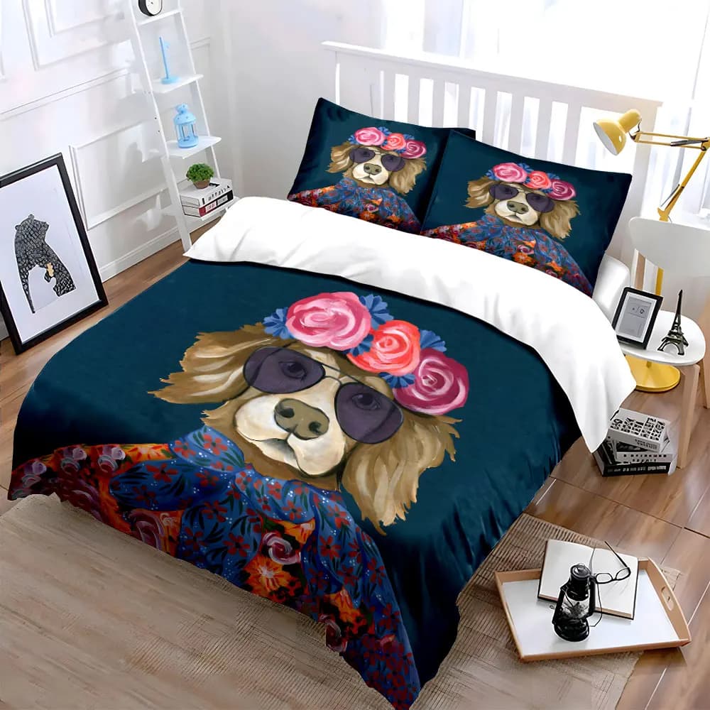 Set di poster con decorazioni floreali e animali, set di biancheria da letto con 1 copripiumino, 2 federe, singolo, matrimoniale, king, queen, regalo