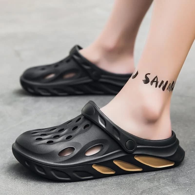 Scarpe Estive da Uomo per Esterni, Zoccoli Antiscivolo per Guida e Spiaggia, Ciabatte Sportive Traspiranti con Tacco Piatto in EVA