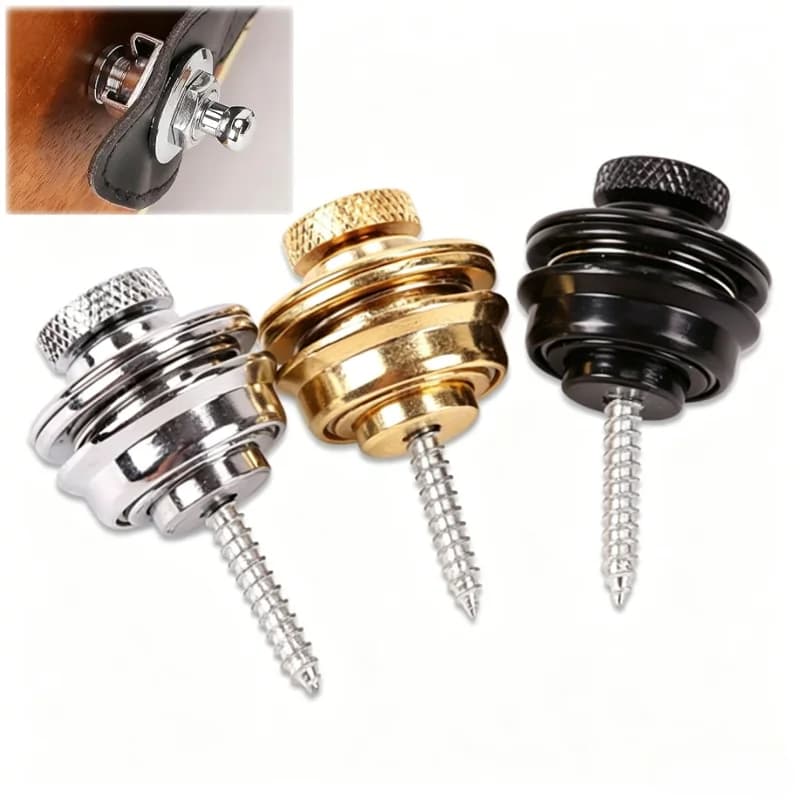 Guitar Strap Locks Quick Release Non-Slip Guitar Metal Strap Lock and Button Set for Acoustic Bass Electric Guitar Ukulele