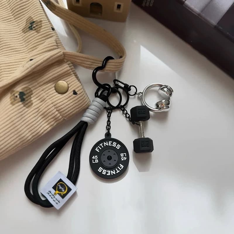 Keychain Pendant Gym-Inspired Design Unisex Gym Keychain with Dumbbells Kettlebells Fitness Weight Plates Sports Key Holder