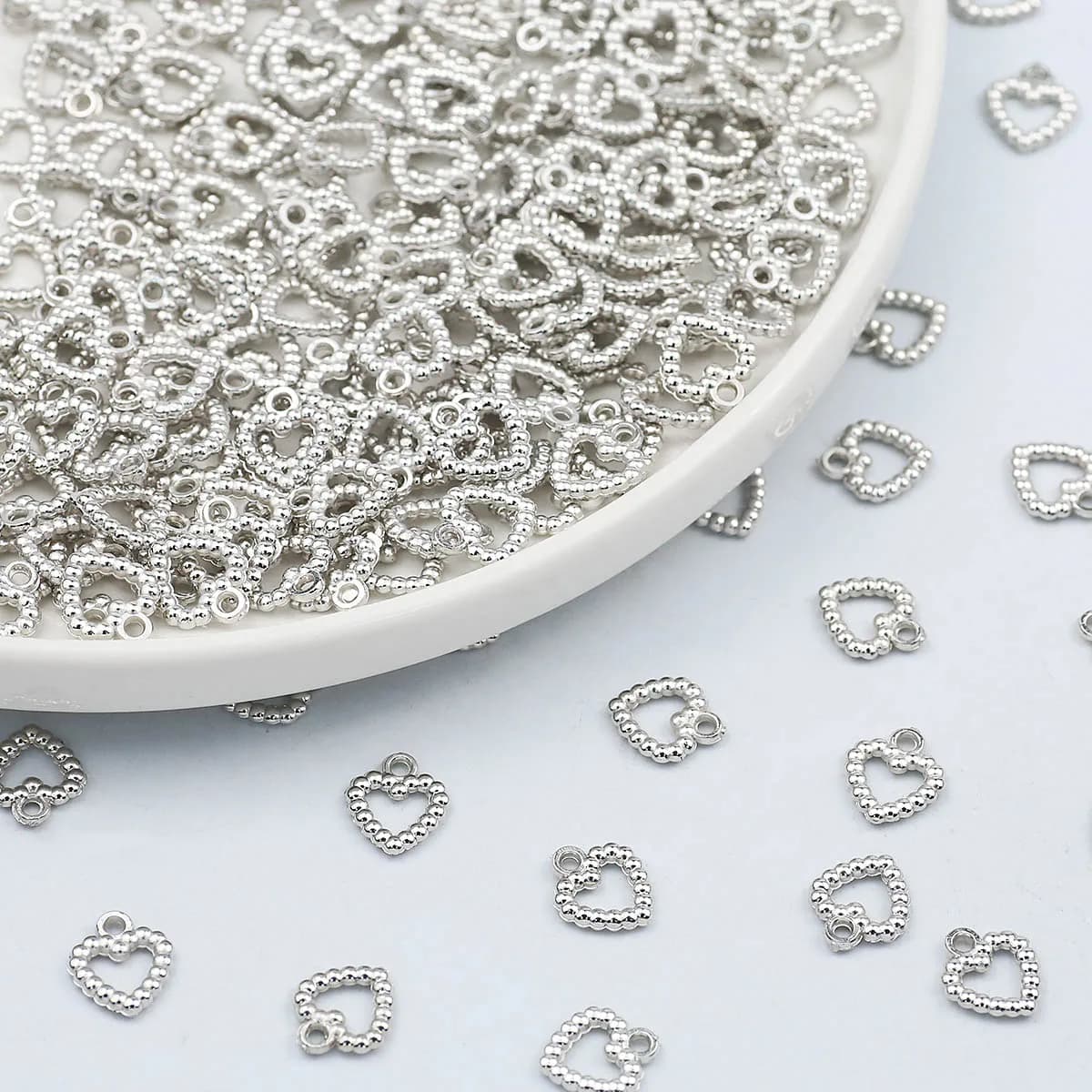 12×14mm White K Color CCB Plastic Hollow Heart Pendant Spacer Loose Beads For Jewelry Making DIY Bracelet Earrings Accessories